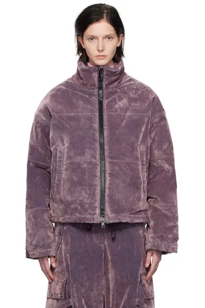 Msgm Purple Quilted Denim Puffer Jacket