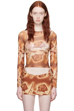 Miaou Orange Floral Long Sleeve T-Shirt