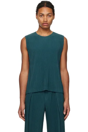 Issey Miyake Green Tailored Pleats 2 Tank Top