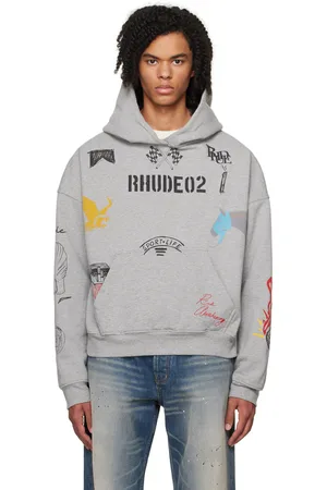 Rhude Gray Scribble Hoodie