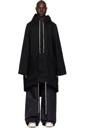 Rick Owens Black Hooded Denim Coat