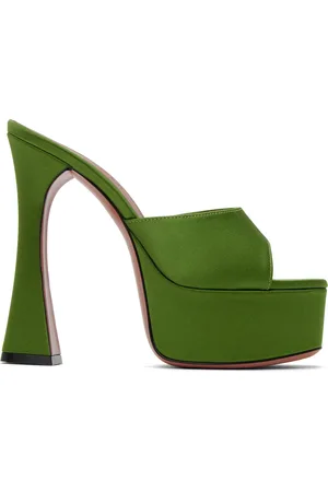 Amina Muaddi Green Dalida 140 Heeled Sandals