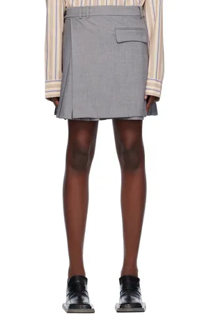 lesugiatelier Gray Pleated Midi Skirt