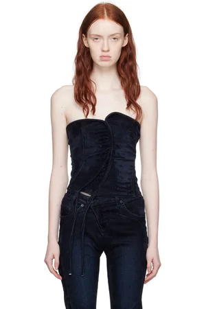 OTTOLINGER Navy Asymmetric Denim Tank Top