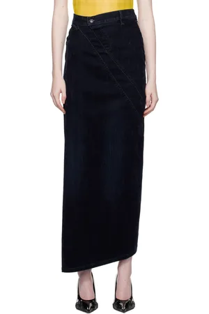 OTTOLINGER Navy Multiline Denim Maxi Skirt