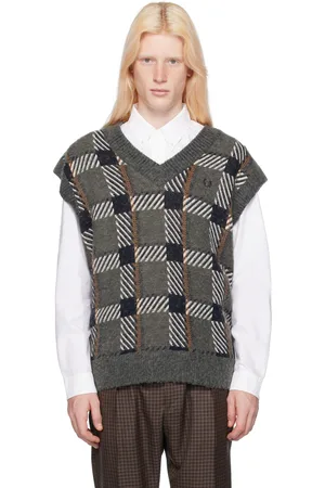 Fred Perry Gray Glitch Vest