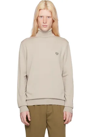 Fred Perry Taupe Embroidered Turtleneck