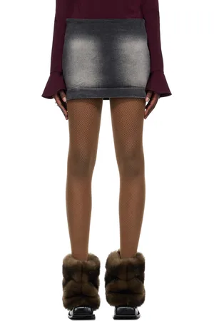 FIDAN NOVRUZOVA Black Faded Denim Miniskirt