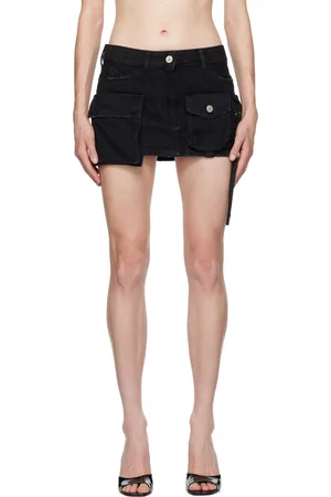 The Attico Black Fay Denim Miniskirt