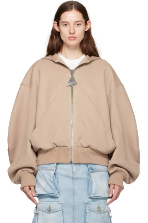 The Attico Beige Hooded Bomber Jacket