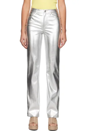 Staud Silver Chisel Faux-Leather Trousers