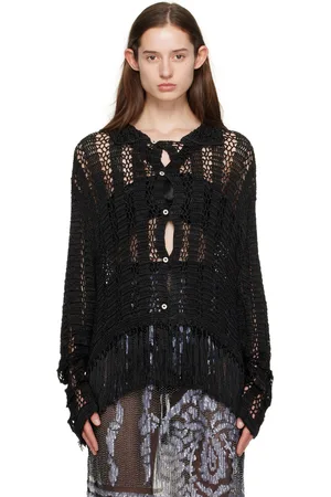BODE Black Crochet Fringe Shirt