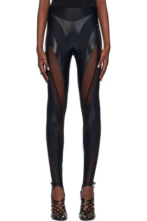 MUGLER Black Spiral Leggings