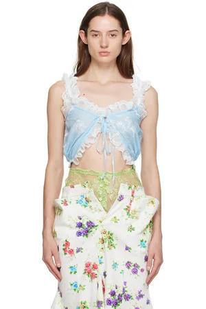 yuhan wang Blue Ruffled Camisole