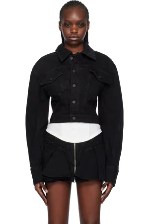 MUGLER Black Cropped Denim Jacket