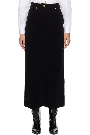 Ganni Black Vented Maxi Skirt
