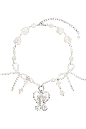 Harlot Hands Silver & White Heiress Necklace