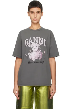Ganni Gray Future Lamb T-Shirt