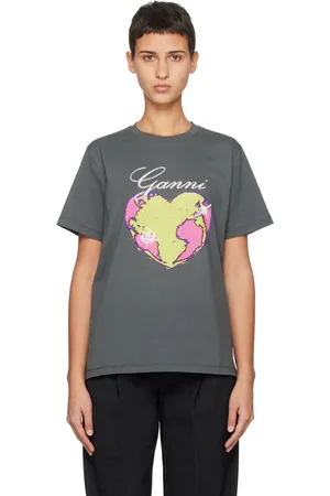 Ganni Gray Heart T-Shirt