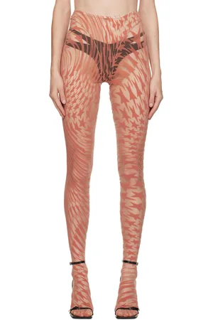 MUGLER Pink Flocked Leggings