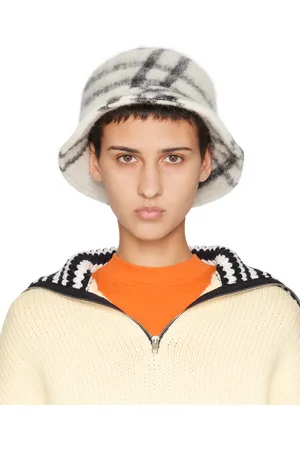 Marni White Plaid Bucket Hat