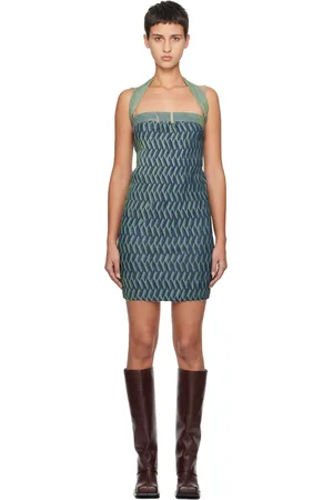 Masha Popova SSENSE Exclusive Navy & Green Denim Minidress