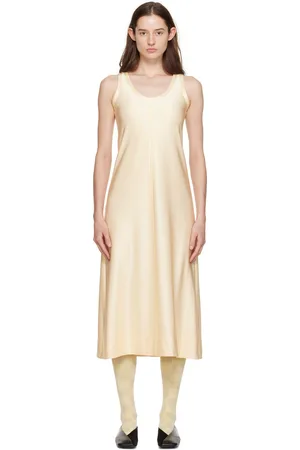 Jil Sander Beige Scoop Neck Midi Dress