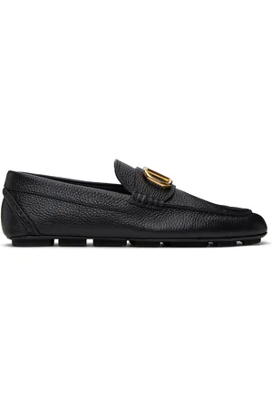 VALENTINO GARAVANI Black VLogo Signature Grainy Calfskin Loafers