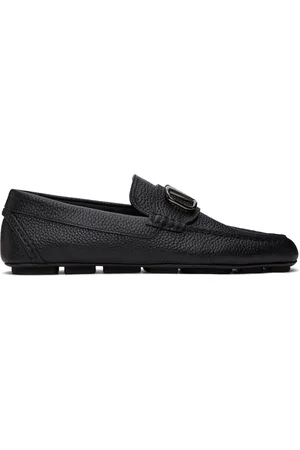 VALENTINO GARAVANI Black VLogo Signature Grainy Calfskin Loafers