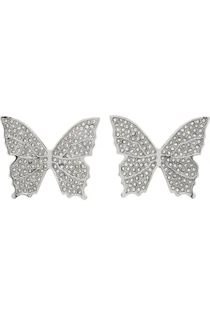 BLUMARINE Silver Rhinestone Butterfly Earrings