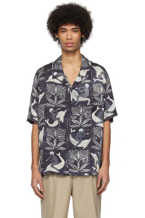 COMMAS Navy Camp Collar Shirt