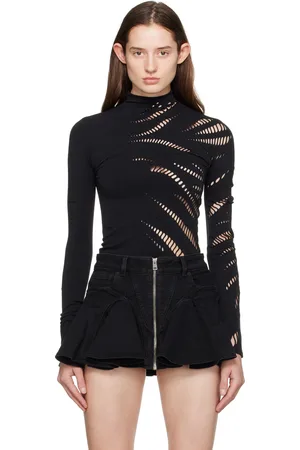 MUGLER Black Cutout Turtleneck