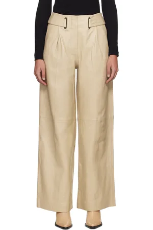 REMAIN Birger Christensen Beige Eyelet Leather Pants