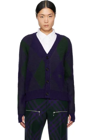 Burberry Purple Argyle Cardigan