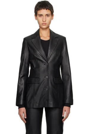 REMAIN Birger Christensen Black Fitted Leather Blazer