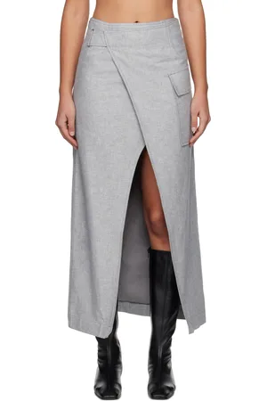 REMAIN Birger Christensen Gray Wrap Maxi Skirt