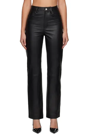 REMAIN Birger Christensen Black Straight Leather Pants