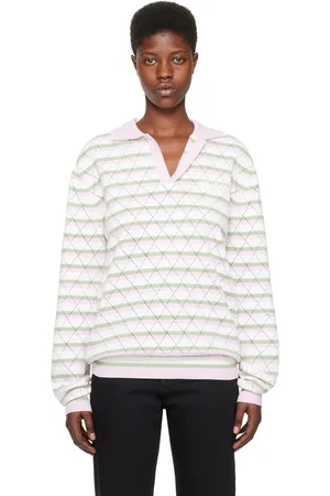 We11 Done White & Pink Striped Polo