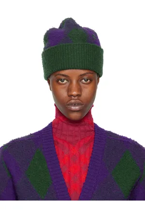 Burberry Green & Purple Argyle Beanie