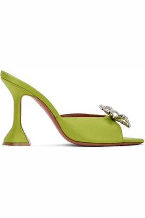 Amina Muaddi Green Rosie Heeled Sandals