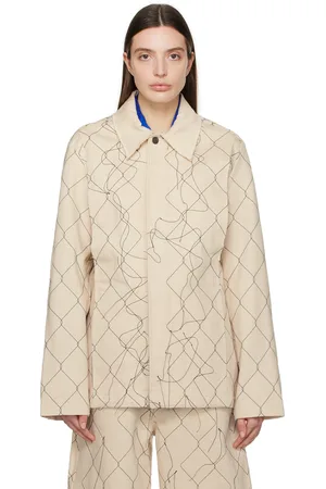 AIREI Beige Embroidered Denim Jacket
