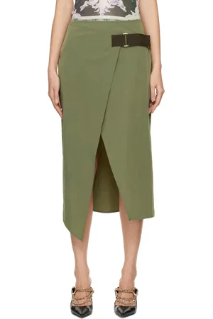 Miaou Khaki Solana Midi Skirt