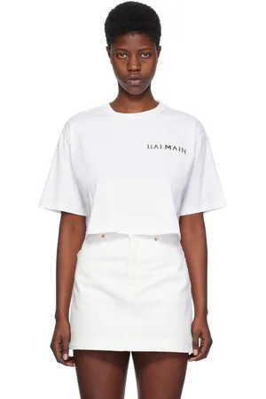 Balmain White Cropped T-Shirt