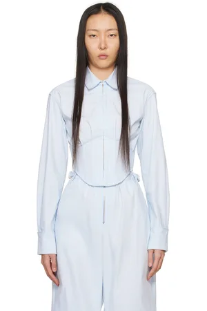 DION LEE Blue Tuxedo Shirt