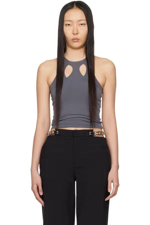DION LEE Gray Mobius Loop Tank Top