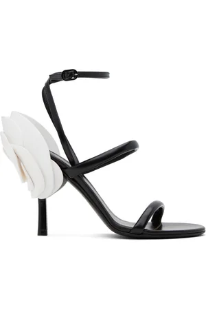 VALENTINO GARAVANI Black Roserouche Heeled Sandals