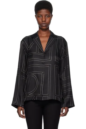 Totême Black Monogram Pyjama Shirt