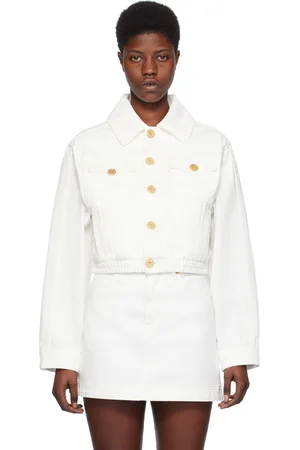 Balmain White Cropped Denim Jacket