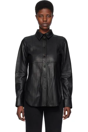 Totême Black Slim Leather Shirt