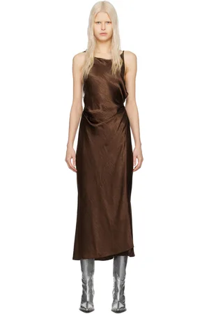 Acne Studios Brown Bias-Cut Maxi Dress